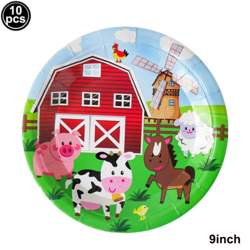 Fluorescence Yellow - Farm House Fun Barnyard Animals Party Supplies Paper Plates Napkins Cups Farm Animals Birthday Party Decoration By WTB