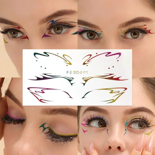 Brown - Colorful Eyes Makeup Stickers Laser Eye Eyeliner Eyebrows Face Art Sticker Decals Halloween New Year Festival Party Decorations By WTB