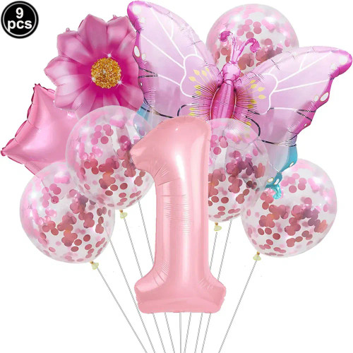 Deep Sapphire - Butterfly Balloon Set 32/40Inch Number Balloon Princess Garden Decoration Girl Fairy Birthday Party Balloon By WTB