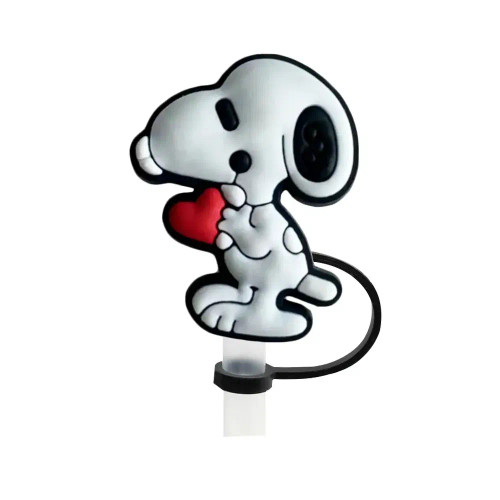 Light Grey - 1-12Pcs Cute Miniso Snoopy Straw Cover Cap With 30&40Oz Cup10Mm Straw Toppers Reusable Dust-Proof Straw Caps Cartoon Drink Stra By WTB