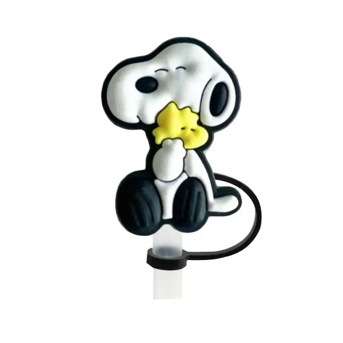 Burgundy - 1-12Pcs Cute Miniso Snoopy Straw Cover Cap With 30&40Oz Cup10Mm Straw Toppers Reusable Dust-Proof Straw Caps Cartoon Drink Stra By WTB