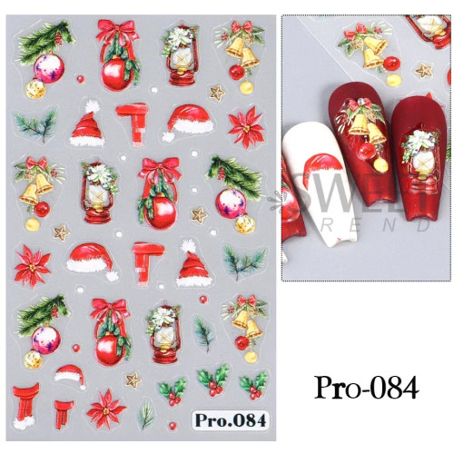 Red - 5D Embossed Elk Nail Art Sticker Cute Christmas Winter Santa Claus Snowflake Gingerbread Man Engraved Slider Manicure Decoration By WTB