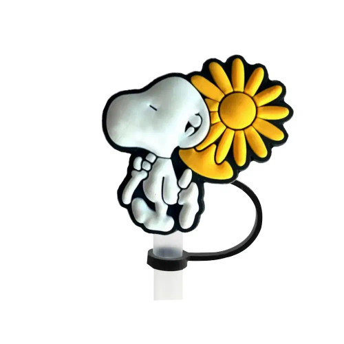 Gold - 1-12Pcs Cute Miniso Snoopy Straw Cover Cap With 30&40Oz Cup10Mm Straw Toppers Reusable Dust-Proof Straw Caps Cartoon Drink Stra By WTB