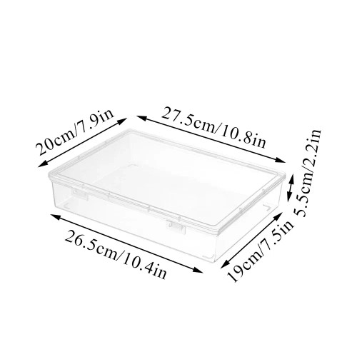 Black - Plastic Document Organizer Organized Clear Square Shape Storage Box A4 Organizing Box Transparent Desktop Document Storage Case By WTB
