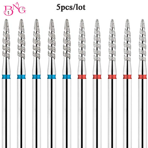 Light Grey - 5Pcs/Lot Diamond Nail Bits Tornado Flame Cuticle Drill Bit Pro Russian Electric File Bits For Nail Manicure And Pedicure 3/32'' By WTB
