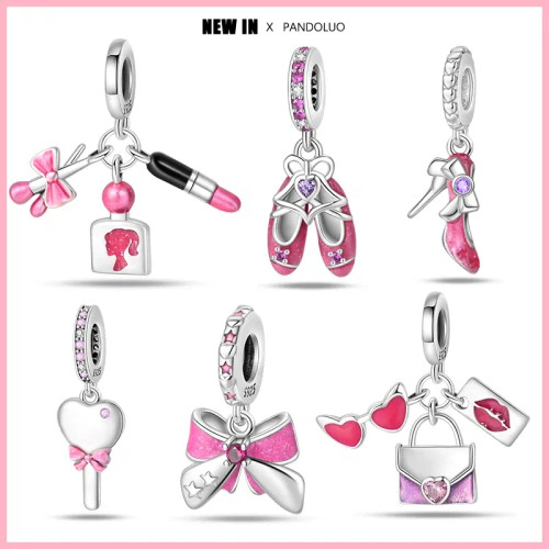 White - 2024 New Fashion 925 Sterling Silver Crystal Slippers Barbie Series Charm Beads Suitable For Pandora Original Bracelet Diy Gift By WTB
