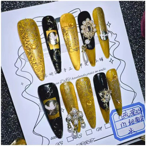 Silver - 10Pcs Box-Packed Multicolored Crystal Press On Nails Bright Color Artificial Embellishment Ddiamond Elegant Nail Art Enhancement By WTB