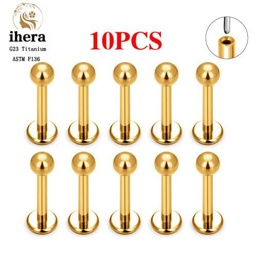 Metal Gold-Color, Ships From: China, Main Stone Red - 10Pcs G23 Titanium Lip Ring Labret Piercing Stud Earring Cz 16/18/20G Push Pin Ear Tragus Cartilage Helix Conch Pierc? Jewelry By WTB