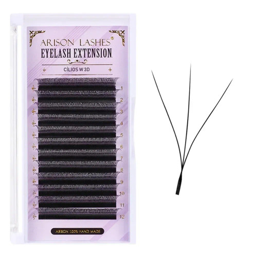 Brushed Chrome, Curl: D, Thickness: 0.07Mm, Length: 11Mm - Arison Lashes W Shape 3/4/5/6D Eyelashes Extension Premade Volume Fans Yy-Shape Lashes Faux Mink Soft Easy Faning Natural Lashes By WTB