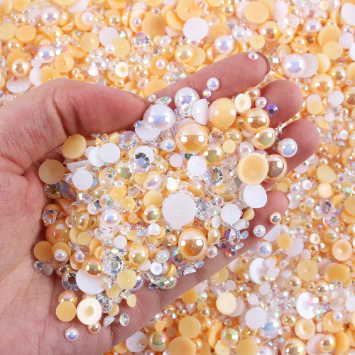 Black, Size: 1Mm - Mix Flatback Pearls And Rhinestones 3Mm-10Mm Ab Color Resin Rhinestone And Half Pearl For Diy Crafts, Nails, Shoes, Tumblers By WTB
