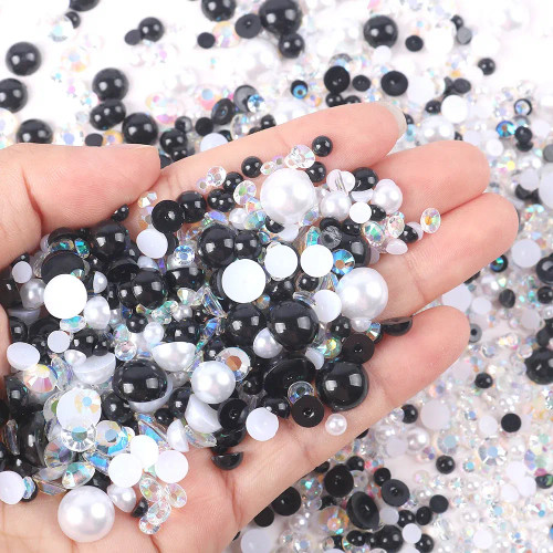 Red, Size: 1Mm - Mix Flatback Pearls And Rhinestones 3Mm-10Mm Ab Color Resin Rhinestone And Half Pearl For Diy Crafts, Nails, Shoes, Tumblers By WTB