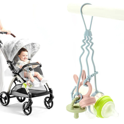 Blue - 1 Piece Silicone Pacifier Chain, Jellyfish Shape Design, Pink/Cream Color, Sea Animal, Suitable For Most Pacifiers, Teething Toy By WTB