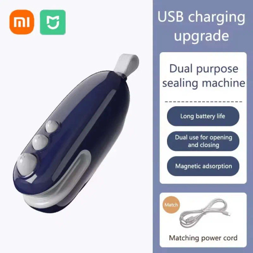 Blue - Xiaomi Mini Sealing Machine Handheld Heated Portable Usb Recharge Food Bag Sealer Household Magnetic Packaging Cut Seal Dual Use By WTB