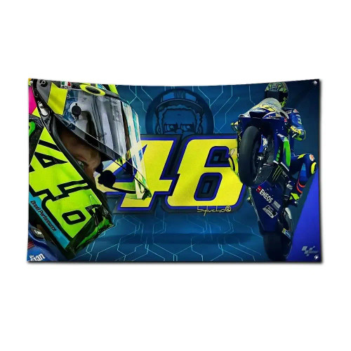 White, Size: 120 X 180Cm - 3X5 Ft D-Doctors R-Rossis Vr-46 Flag Polyester Digital Printing Banner For Garage Wall Out Door Decoration With Brass Grommets By WTB