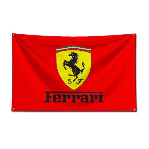 Black, Size: 120 X 180Cm - 3X5 Ft F1 Racing Flag Polyester Digital Printing Banner For-F-F-Ferraris-Garage Wall Art Out Door Decoration With Brass Grommet By WTB