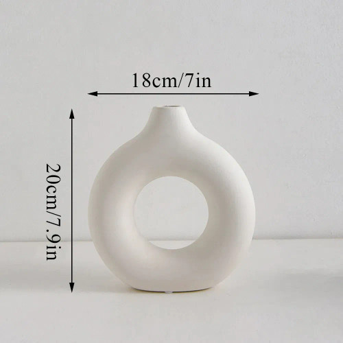 Purple - 1Pcs Plastic Flat Minimalist Vase Wedding Decoration Donut Shape Flower Vase Oval Hollow Black Vases Fashion Home Living Room By WTB