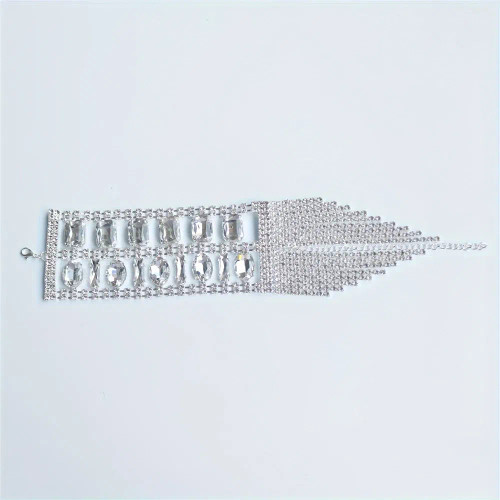 Metal Silver Plated - 1Pc Exquisite Sparkling Tassel Crystal Bracelet Jewelry Personalized Sparkling Nightclub Party Rhinestone Ball Party Accessories By WTB