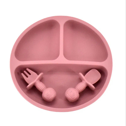 White - 9Colors Baby Plate Set Food Grade Silicone Dishes Bpa-Free Tableware Kids Feeding Bowls Kids Learning Dishes Tray Dropshiping By WTB