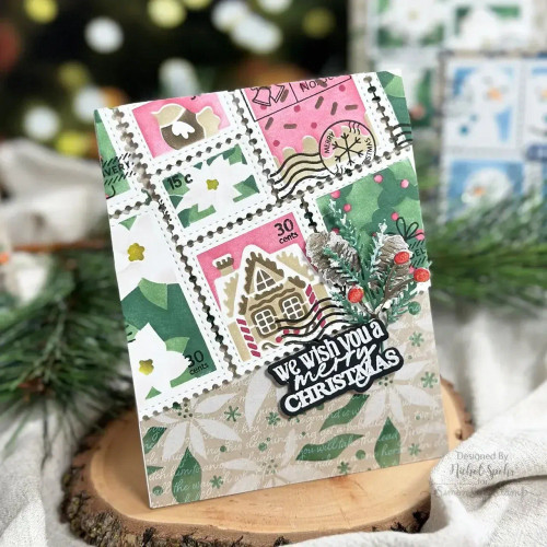 Gold - Winter Holiday Layer Stencil Postage Cutting Dies And Stamp For Card Making Scrapbooking Handmade Diy Paper Craft Stencil By WTB