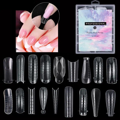 Clear - 120Pcs Nail Forms Full Cover False Nails Quick Building Mold Fake Nail Shaping Extend Top Molds For Gel Salon Manicure Art By WTB