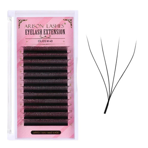 Brushed Brass, Curl: D, Thickness: 0.07Mm, Length: 12Mm - Arison Lashes W Shape 3/4/5/6D Eyelashes Extension Premade Volume Fans Yy-Shape Lashes Faux Mink Soft Easy Faning Natural Lashes By WTB