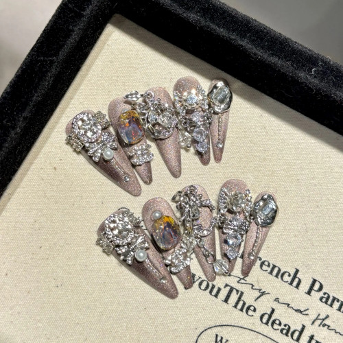 Handmade Press On Taiwu Starry Sky Magic Mirror Cat Eye Handmade Wearing Heavy Industry By WTB