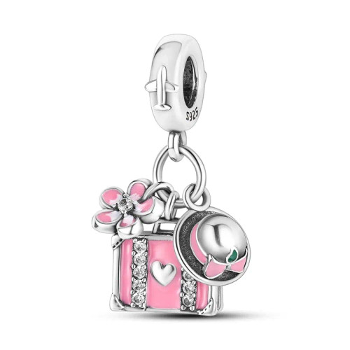 Pink - Pink Series Charms 925 Silver Perfume Butterfly Charm Beads Pendent Dangle Fit Original Pandora Charm Bracelet Diy Women Jewelr By WTB