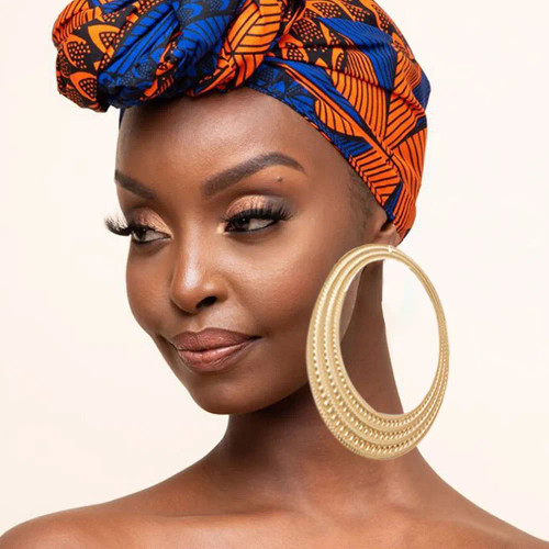 Metal Bronze - Gold Color Stud Earring Pendant Big Geometric Hoop Earrings For Women Round Circle Earrings Hoops Punk Jewelry 2022 By WTB