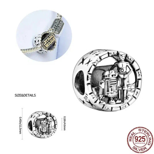 Lavender - New Charm Plata De Ley 925 Silver Disney Star Warsries Mandalorian Helmet Charm Bead Fit Original Brand Bracelet Birthday Gift By WTB