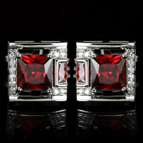 Metal Titanium Plated - Tough Square Zircon Stone Cufflinks For Man Luxury Shirt Suit Cufflinks Black Stone Cufflinks Gift Accesories For Man By WTB