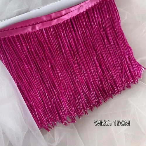 Royal Blue, Size: M - 15Cm Width 38 Colors Grey Blue Tube Tassel Dress Accessories Lace Trim Wedding And Evening Dress Beaded Decoration Rs3052-2 By WTB