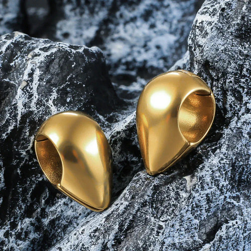 Metal Gold-Color, Main Stone White - Giga 00G Teardrop Stainless Steel Ear Expander Weights Gauges For Women, 10Mm Ear Stretcher Hanger Piercing Body Jewelry By WTB