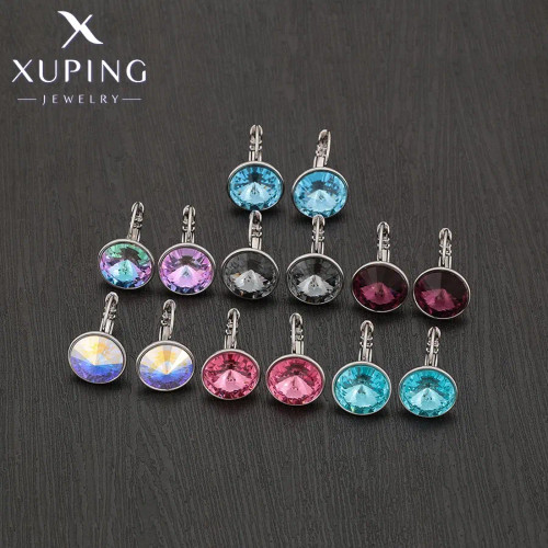 Metal Rhodium Plated, Main Stone Black - Xuping Jewelry?Â Ð¡?ÂµñÑð³Ð¸ Elegant 12Mm Round Stone Women Girls Hook Crystal Earring Exquisite Gift Party A00622051 By WTB