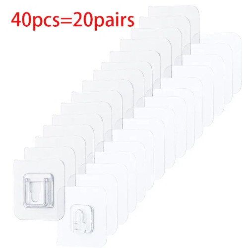 Light Yellow - Double-Sided Adhesive Wall Hooks Hanger Strong Transparent Suction Cup Sucker Hooks Kitchen Bathroom Storage Plug Socket Holders By WTB