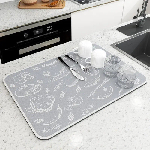 Green, Size: Xs - 1Pc Multi-Color Diatomite Bar Placemat Quick-Drying Absorbent Non-Slip Placemat Dish Drainer Mat By WTB