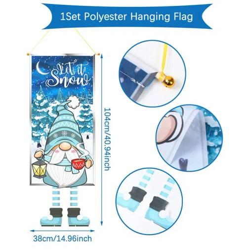 Yellow - Santa Claus Hanging Flag Merry Christmas Decorations For Home 2023 Xmas Gifts Christmas Ornament Navidad Natal New Year 2024 By WTB