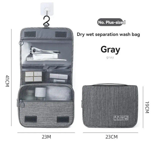 Dark Gray - Foldable Toiletry Bag Organizer Hanging Storage Bag Bathroom Makeup Bag Case Cosmetic Bag Travel Bag For Travel Business By WTB