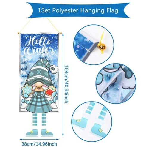 Green - Santa Claus Hanging Flag Merry Christmas Decorations For Home 2023 Xmas Gifts Christmas Ornament Navidad Natal New Year 2024 By WTB