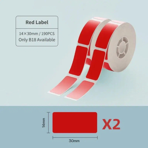 Red - Niimbot B18 Printer Label,Tapes For Thermal Transfer Label Printer/Color Label , For A Long Time Without Fading,14X30Mm Series. By WTB