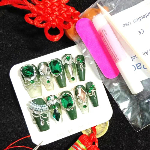 Light Purple - 10Pcs Box-Packed Multicolored Crystal Press On Nails Bright Color Artificial Embellishment Ddiamond Elegant Nail Art Enhancement By WTB