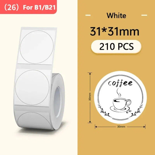 Brown - Niimbot Mini Printer Thermal Wire White/ Cable/Color/Round Sticker Self Adhesive Waterproof Sticker For B1 B21 B203 By WTB