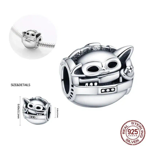 Beige - New Charm Plata De Ley 925 Silver Disney Star Warsries Mandalorian Helmet Charm Bead Fit Original Brand Bracelet Birthday Gift By WTB