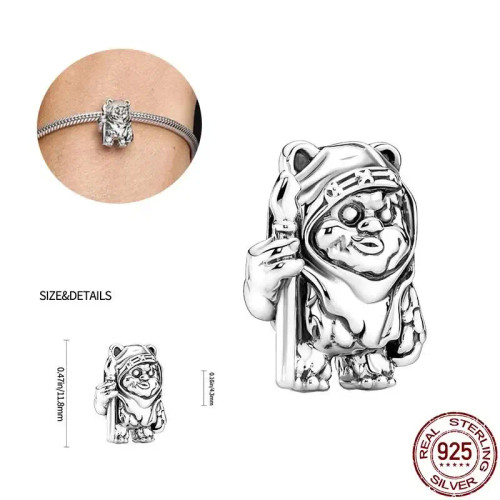 Dark Grey - New Charm Plata De Ley 925 Silver Disney Star Warsries Mandalorian Helmet Charm Bead Fit Original Brand Bracelet Birthday Gift By WTB
