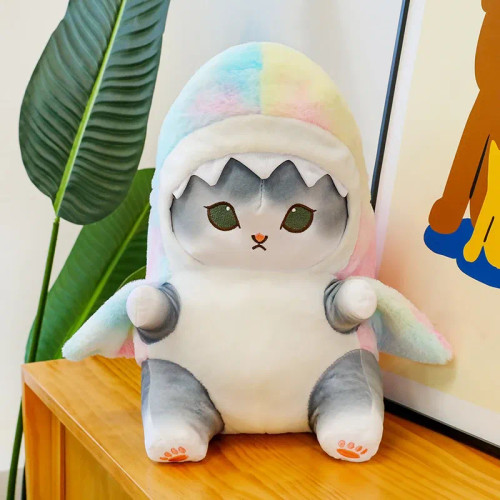 Maroon, Height: 0-10Cm - Funny Shark Cat Transformed Cat Doll Plush Toy For Kids, Kawaii Girl Rag Doll, Children'S Pillow, Creative Gift, New Product By WTB