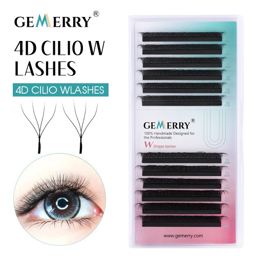 Curl: C, Thickness: 0.07Mm, Length: 12Mm, Ships From: China - Gemerry Cilios W 4D W-Shaped Eyelash Extension Automatic Flowering W Lashes Lu/L/C/D Curl High Quality Individual Fake Eyelashes By WTB