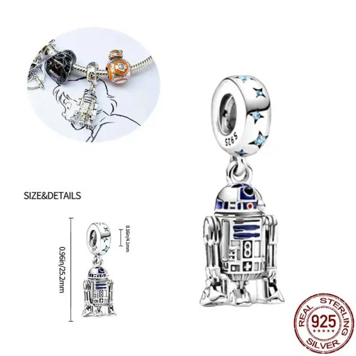 Blue - New Charm Plata De Ley 925 Silver Disney Star Warsries Mandalorian Helmet Charm Bead Fit Original Brand Bracelet Birthday Gift By WTB