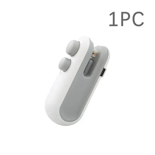 Light Grey - Portable Mini Sealer 2 In 1 Heat Sealer For Snacks Home Use Rechargeable Sealer Vacuum Sealer Snacks Plastic Bag Heat Sealer By WTB