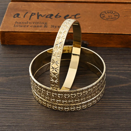 Metal Black Zinc Plated - Adult Size 4Pcs 65Mm 9K Gold Color Hig Quality Top Sale Cute Bracelet Jewelry Flower Bangle Girl Birthday Party Gift By WTB