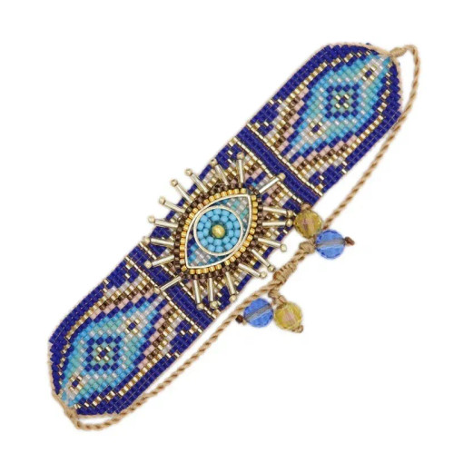 Metal Vermeil - Aliya Miyuki Beads Evil Eye Bracelet Bohemian Mujer Pulseras Moda Women Armband Jewelry Handmade Braided Bracelet Wholesale By WTB