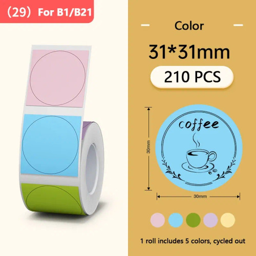 Green - Niimbot Round Labels For B1/B21/B3S Label Maker Sticker Self-Adhesive Waterproof Thermal Sticker Label Niimbot Round Labels By WTB